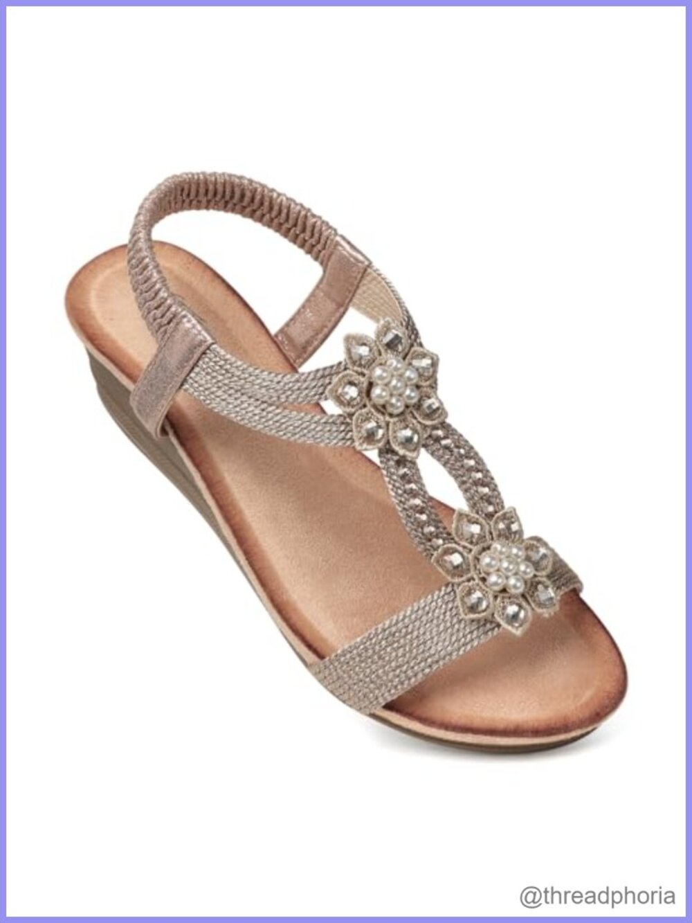 Womens Wedge Sandals Suede Insole Memory Foam Comfort Low Heel Summer